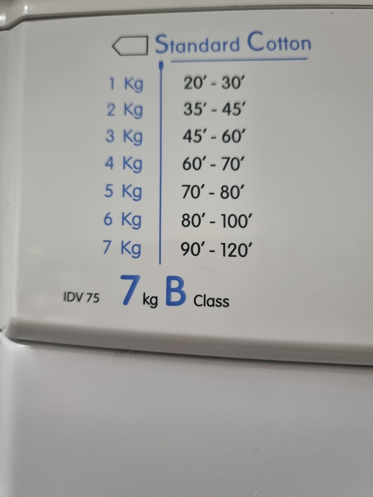 R381749 Secadora 7 kg indesit evacuación clase B