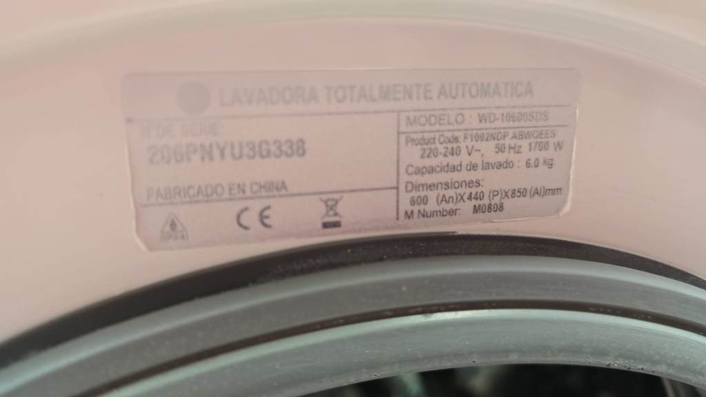 R0832212 LAVADORA 8 KG LG MOTOR INVERTER BLANCA