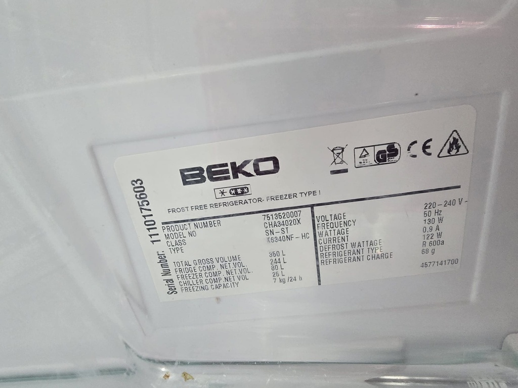 R0841119 FRIGORIFICO COMBI 200X60 BEKO ACERO INOX NO FROST