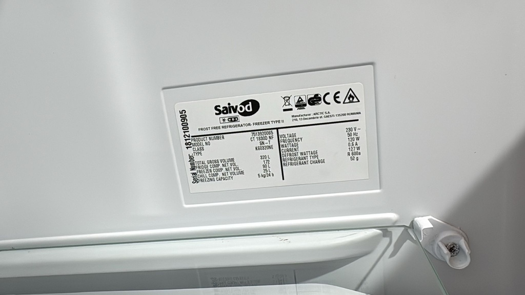 CT1830DNF FRIGORÍFICO COMBI 180X60 CM SAIVOD NO FROST BLANCO