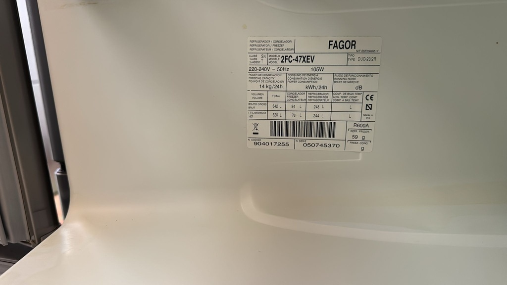 2FC-47XEV FRIGORÍFICO COMBI 185X60 CM FAGOR CÍCLICO INOXIDABLE