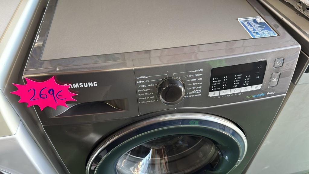 WW80J5555FX/E0 LAVADORA 8 KG SAMSUNG ECOBUBBLE 1400 RPM ACABADO ACERO OSCURO
