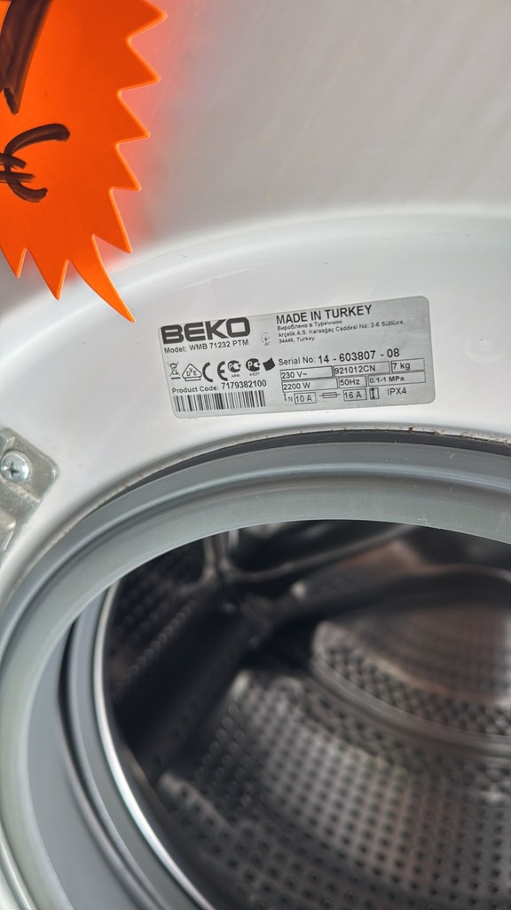 WMB71232PTM LAVADORA 7 KG BEKO A++ 1200 RPM BLANCA
