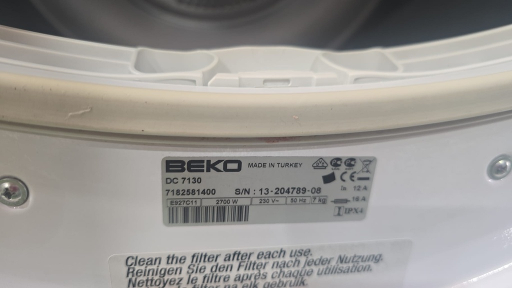 DC7130 SECADORA CONDENSACIÓN 7 KG BEKO BLANCA