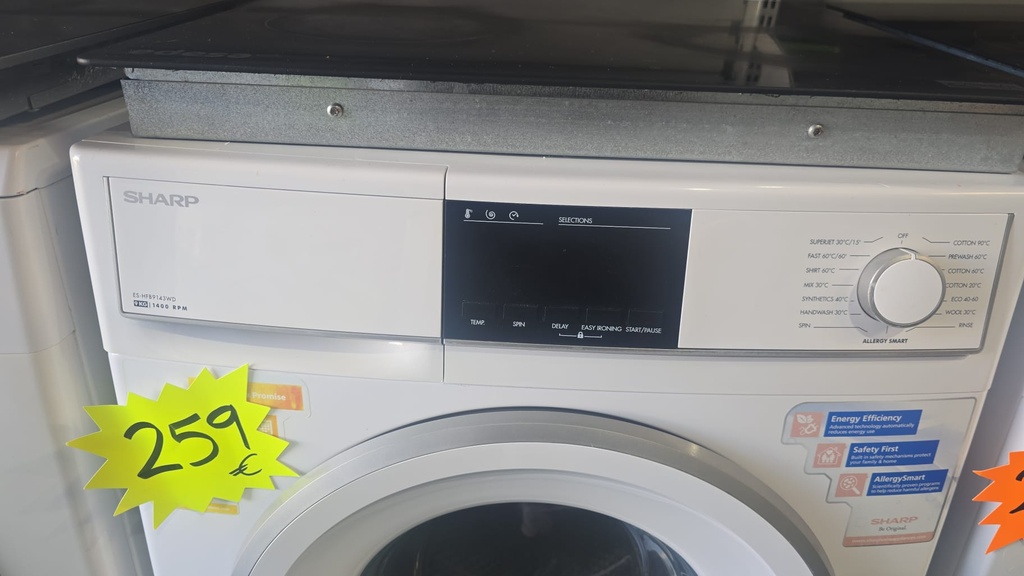 ES-HFB9143WD LAVADORA 9 KG SHARP ALLERGY SMART 1400 RPM BLANCA