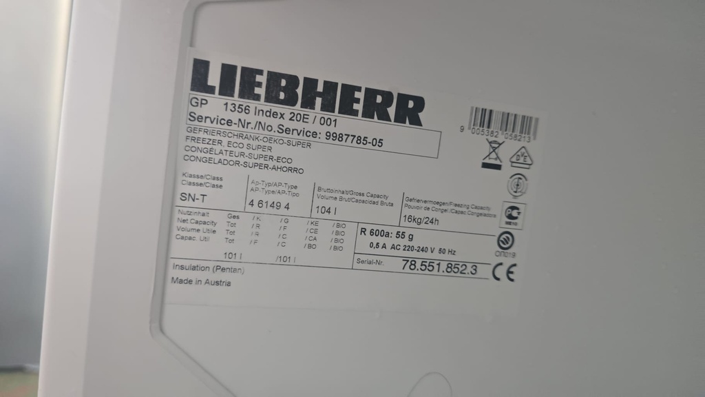 GP1356INDEX20E/001 CONGELADOR BAJO ENCIMERA 85X55 CM LIEBHERR 4 CAJONES BLANCO