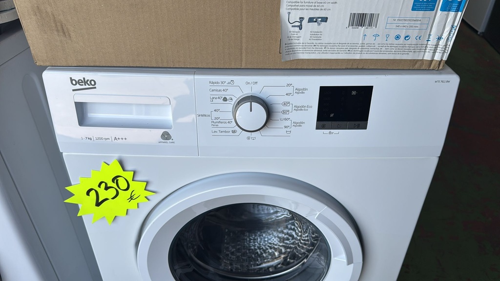 WTE7611BW LAVADORA 7 KG BEKO FONDO REDUCIDO A+++ 1200 RPM BLANCA