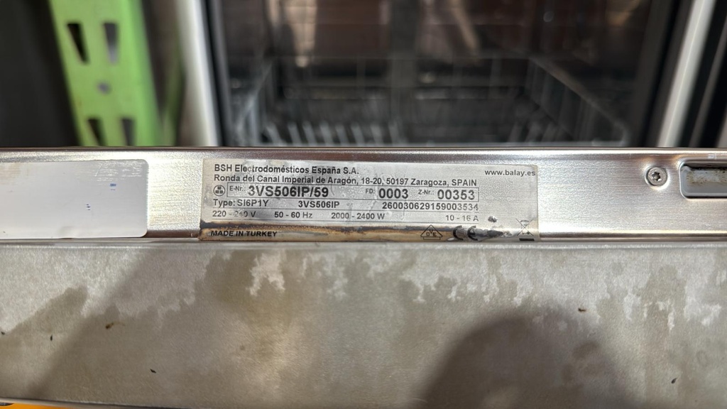 3VS506IP/59 LAVAVAJILLAS 60 CM BALAY ACERO INOXIDABLE
