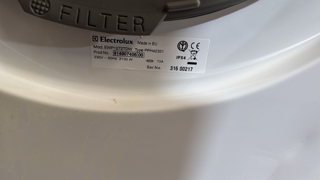 EWP1272TDW LAVADORA 8 KG ELECTROLUX 1200 RPM BLANCA
