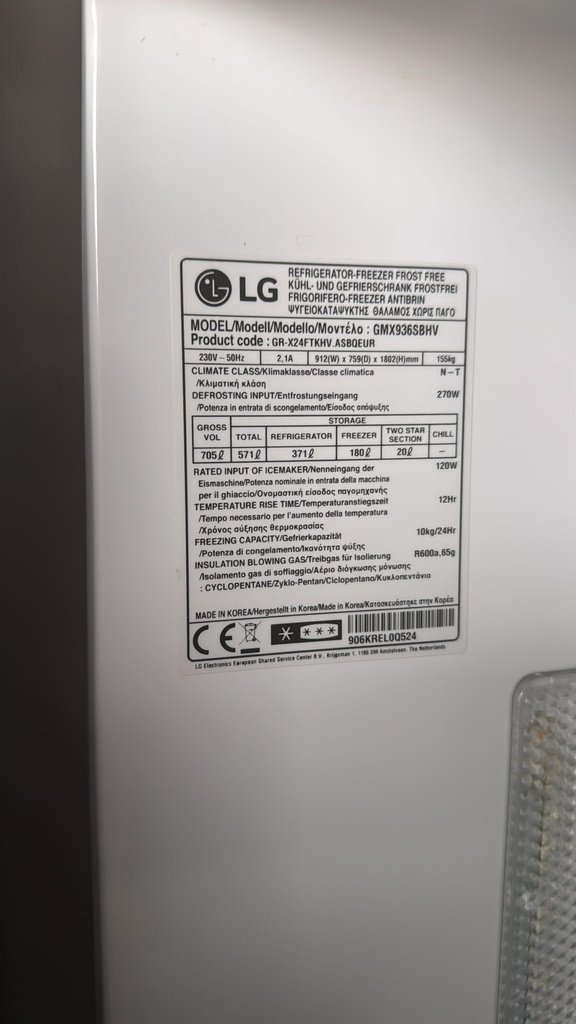 GMX936SBHV FRIGORÍFICO AMERICANO 175X90 CM LG NO FROST INOXIDABLE 