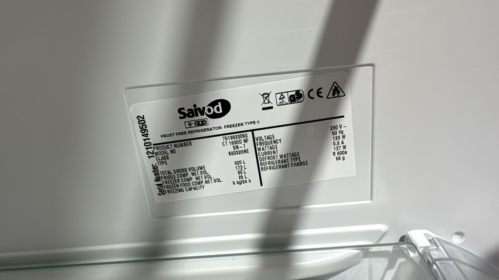 CT1830DNF FRIGORÍFICO COMBI 185X60 CM SAIVOD NO FROST BLANCO CON DISPLAY FRONTAL
