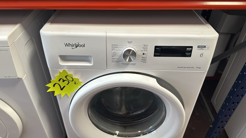 FFS0258WSP LAVADORA 9 KG WHIRLPOOL INVERTER MOTOR FRESH CARE + BLANCA CON LAVADO RÁPIDO