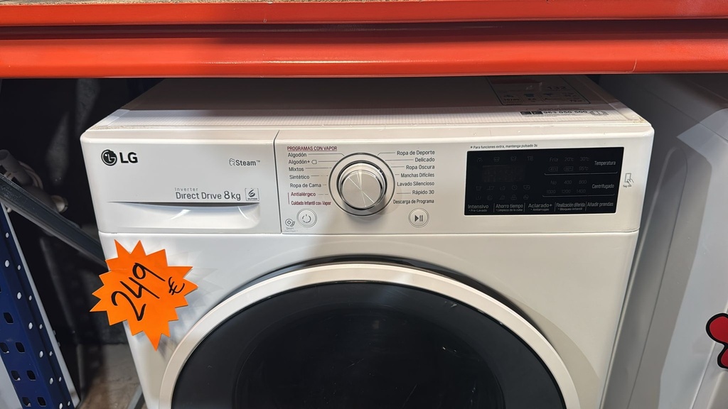 702PNQE3W212 LAVADORA 8 KG LG DIRECT DRIVE INVERTER STEAM 1400 RPM BLANCA CON LAVADO RÁPIDO Y PUERTA ESPACIAL