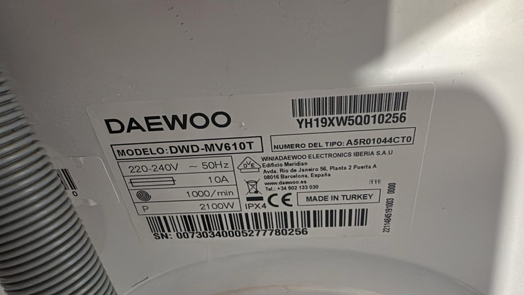 DWD-MV610T LAVADORA 6 KG DAEWOO WINIA COLLECTION ECO WASH A++ 1000 RPM BLANCA