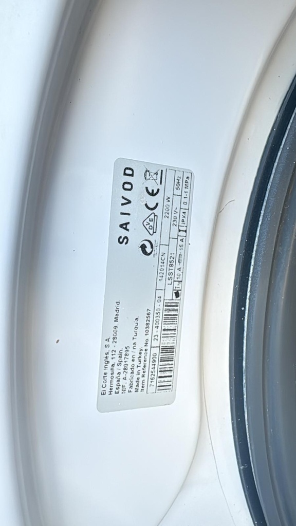 142014CN LAVADORA SECADORA 8 + 5 KG SAIVOD LSST8521 BLANCA 