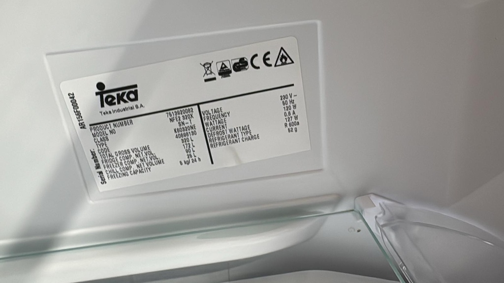 K60320NE FRIGORÍFICO COMBI 185X60 CM TEKA NFE2 320X NO FROST INOXIDABLE