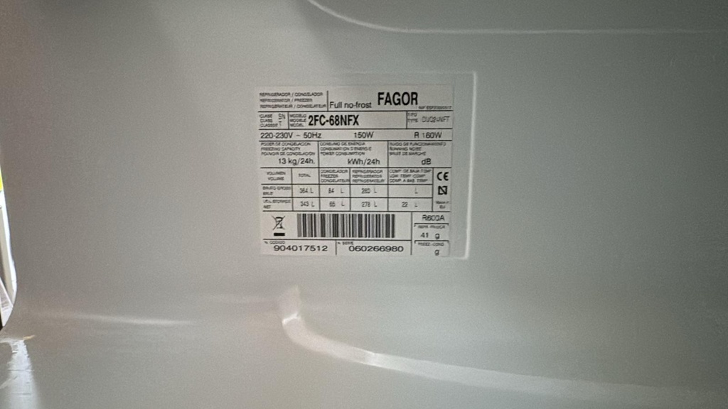 2FC-68NFX FRIGORÍFICO COMBI 200X60 CM FAGOR INNOVATION FULL NO FROST INOXIDABLE 