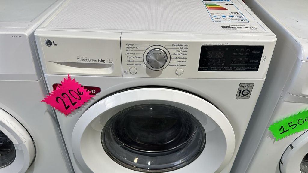 F2J5TN4W LAVADORA 8 KG LG DIRECT DRIVE INVERTER MOTION DD A+++ 1200 RPM BLANCA