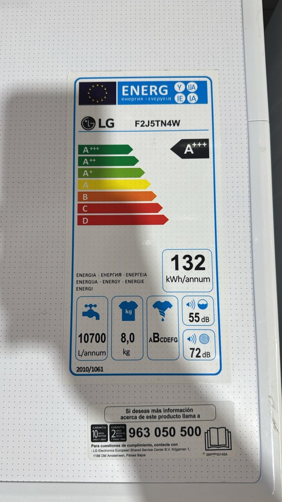F2J5TN4W LAVADORA 8 KG LG DIRECT DRIVE INVERTER MOTION DD A+++ 1200 RPM BLANCA