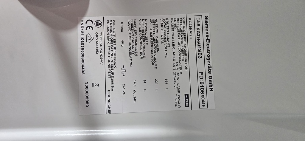 KG39NAI20 FRIGORIFICO COMBI 200X60 SIEMENS ACERO INOX NO FROST