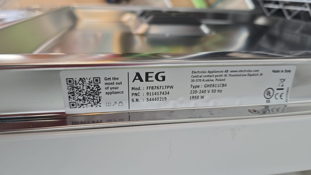 LAVAVAJILLAS AEG MOD. FFB76717PW BLANCO 12 CUBIERTOS