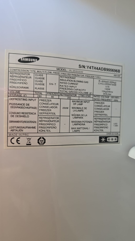 FRIGORIFICO COMBI 177X60 SAMSUNG BLANCO NO FROST MOD. RL35SGSW