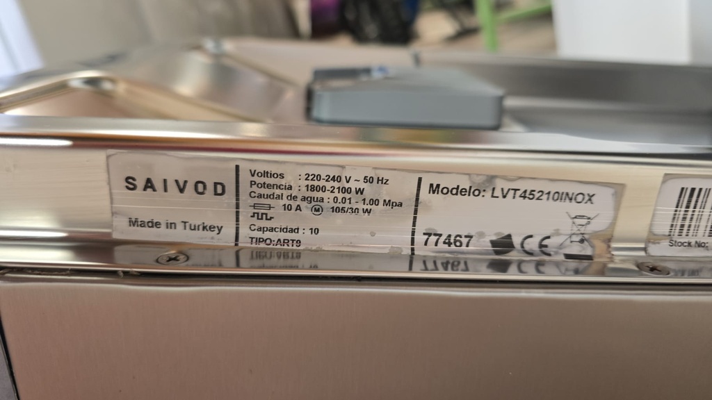 LAVAVAJILLAS SAIVOD 45 CM ACERO INOX MOD. LVT45210INOX