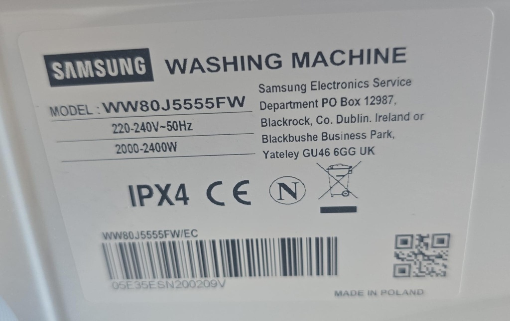 LAVADORA 8 KG SAMSUNG BLANCA ECOBUBBLE MOD. WW80J5555FW