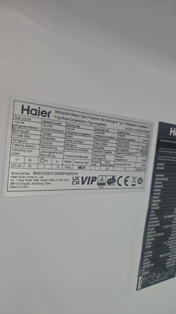 FRIGORIFICO AMERICANO HAIER 178x90 CM ACERO MODELO HSR5918DIMP