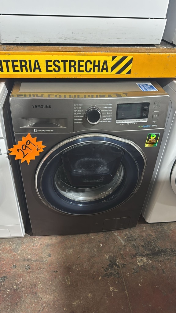 WW80K6414QX/EC LAVADORA 8 KG SAMSUNG DIGITAL INVERTER ECOBUBBLE INOXIDABLE CON LAVADO SÚPER RÁPIDO