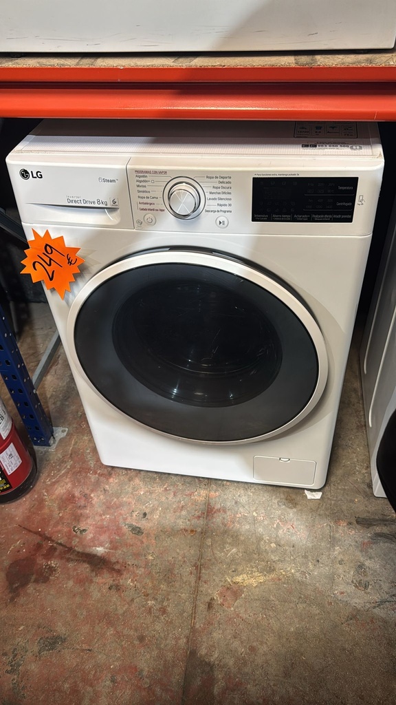 702PNQE3W212 LAVADORA 8 KG LG DIRECT DRIVE INVERTER STEAM 1400 RPM BLANCA CON LAVADO RÁPIDO Y PUERTA ESPACIAL