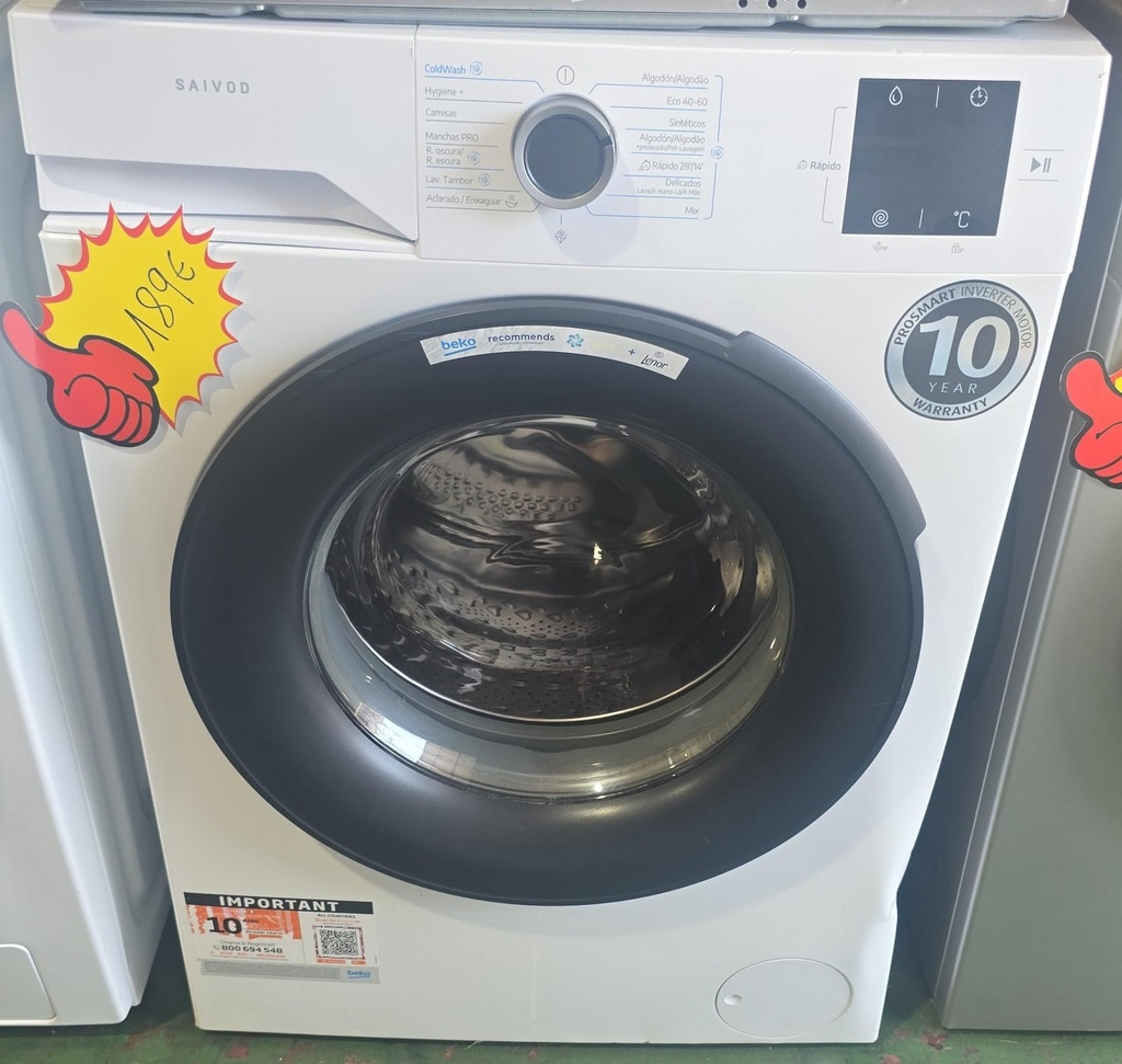 LAVADORA 8 KG SAIVOD BLANCA MOTOR INVERTER (MALAGA)